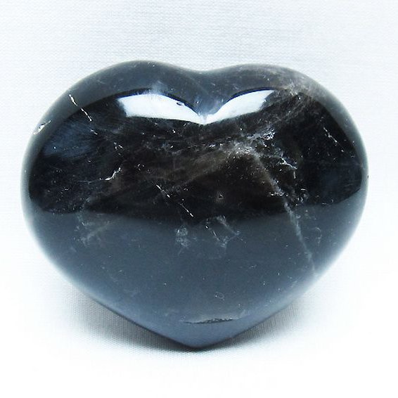 モリオン 純天然 黒水晶 ハート 置物[T375-5194]