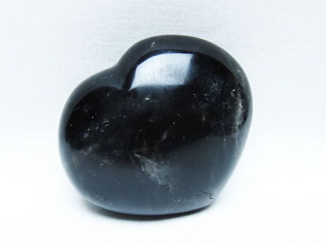 モリオン 純天然 黒水晶 ハート 置物 [t375-5195]