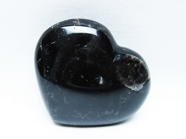 パワーストーン 天然石 モリオン 純天然 黒水晶 ハート 置物[T375-5197]