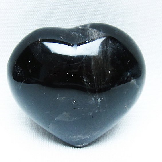 モリオン 純天然 黒水晶 ハート 置物[T375-5203]