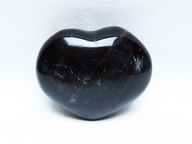 モリオン 純天然 黒水晶 ハート 置物 [t375-5211]