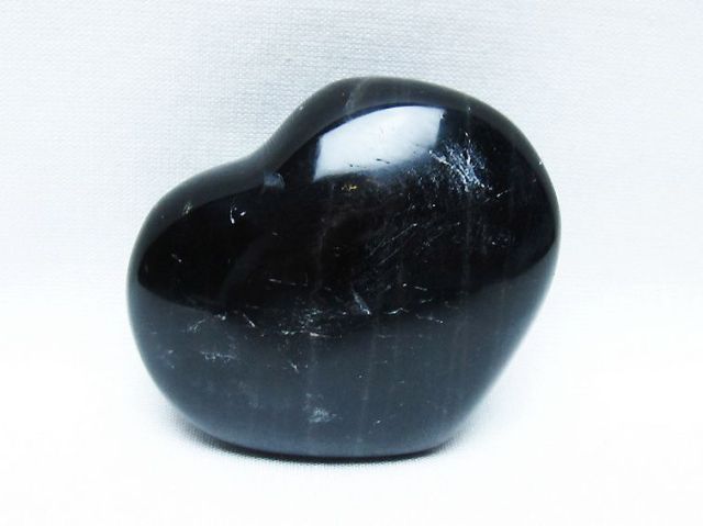 モリオン 純天然 黒水晶 ハート 置物 [t375-5211]