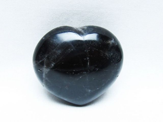 モリオン 純天然 黒水晶 ハート 置物 [t375-5213]