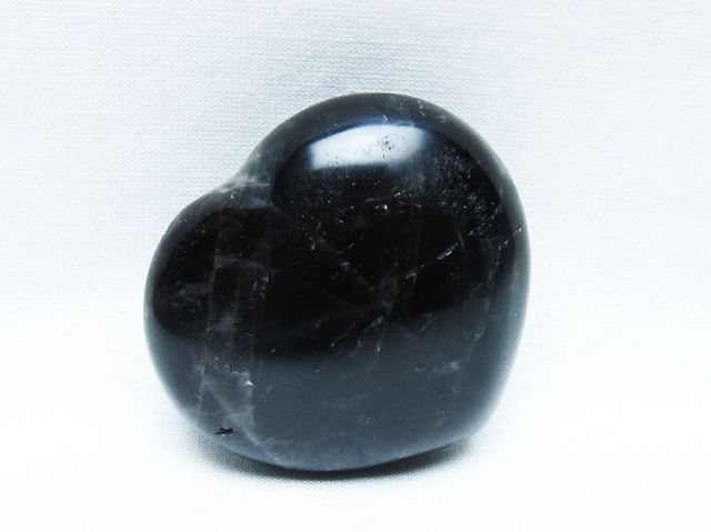 モリオン 純天然 黒水晶 ハート 置物 [t375-5213]