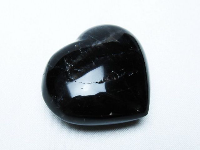 モリオン 純天然 黒水晶 ハート 置物[T375-5224]