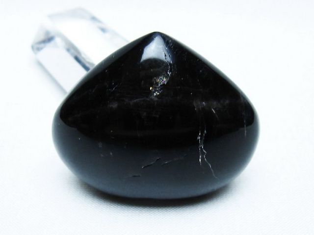 モリオン 純天然 黒水晶 ハート 置物[T375-5224]