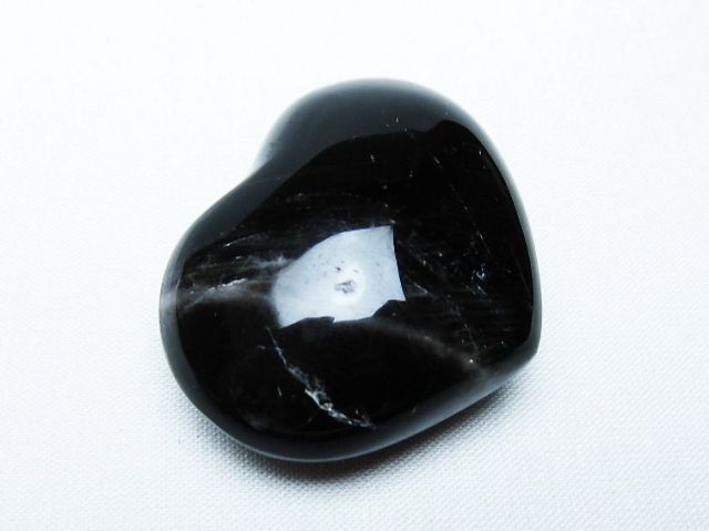 モリオン 純天然 黒水晶 ハート 置物[T375-5242]