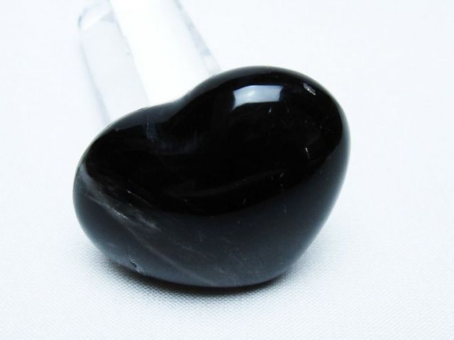 モリオン 純天然 黒水晶 ハート 置物[T375-5242]