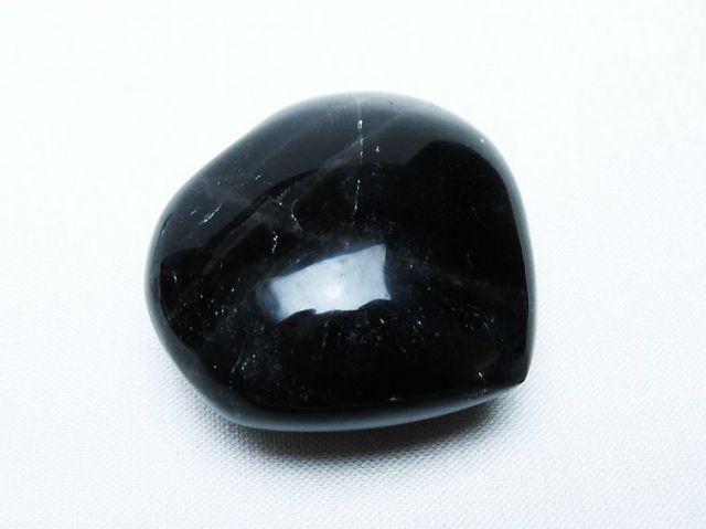モリオン 純天然 黒水晶 ハート 置物 [t375-5247]