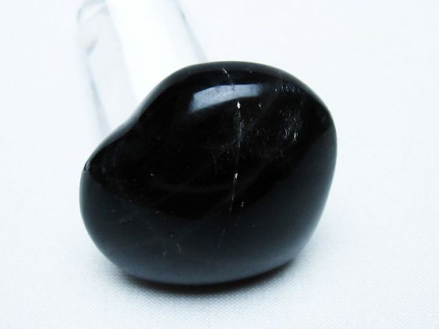 モリオン 純天然 黒水晶 ハート 置物 [t375-5247]