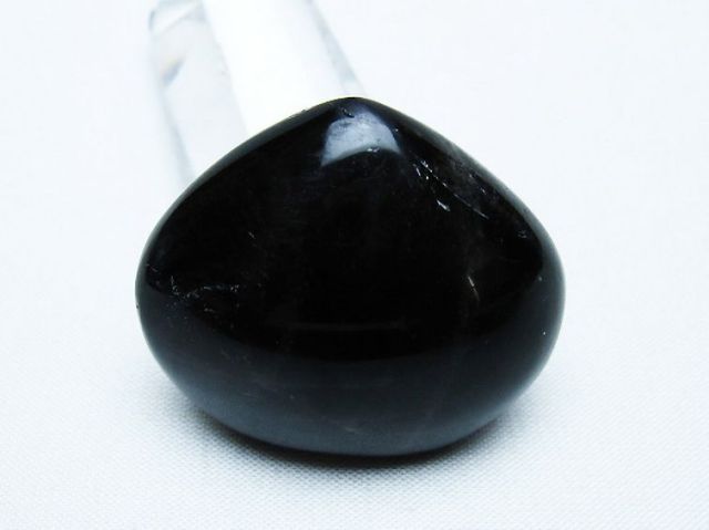 モリオン 純天然 黒水晶 ハート 置物 [t375-5247]