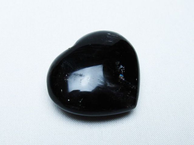 モリオン 純天然 黒水晶 ハート 置物 [t375-5265]