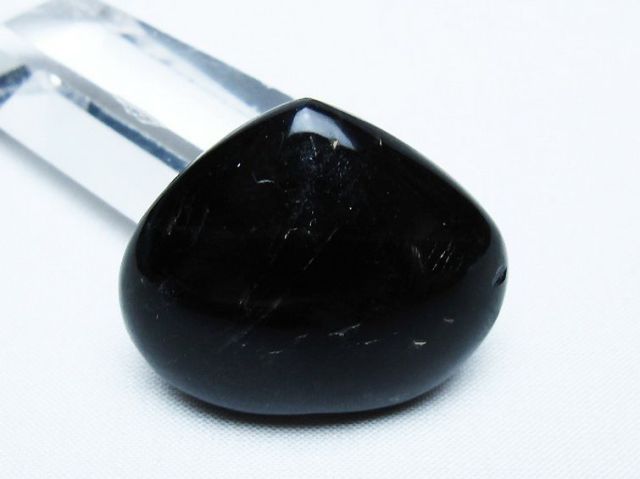 モリオン 純天然 黒水晶 ハート 置物 [t375-5265]