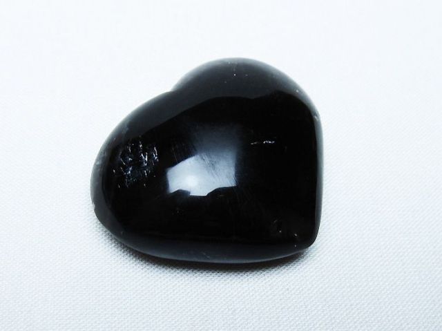 モリオン 純天然 黒水晶 ハート 置物[T375-5266]