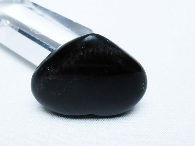 モリオン 純天然 黒水晶 ハート 置物[T375-5266]
