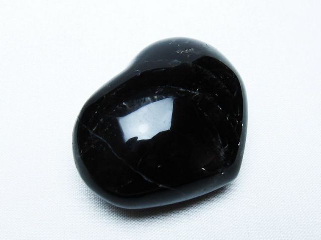 モリオン 純天然 黒水晶 ハート 置物[T375-5274]