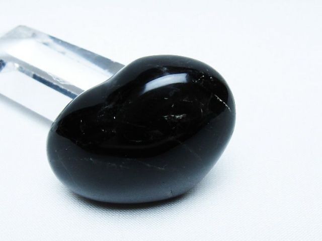 モリオン 純天然 黒水晶 ハート 置物[T375-5274]
