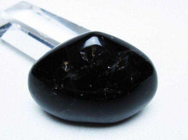 モリオン 純天然 黒水晶 ハート 置物[T375-5274]