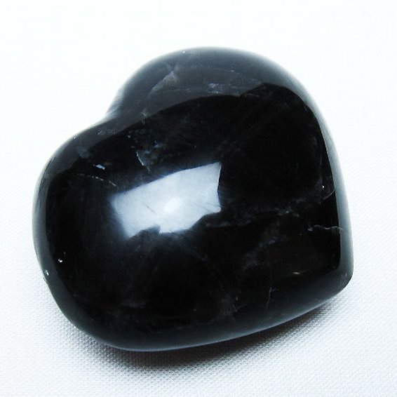 モリオン 純天然 黒水晶 ハート 置物[T375-5284]