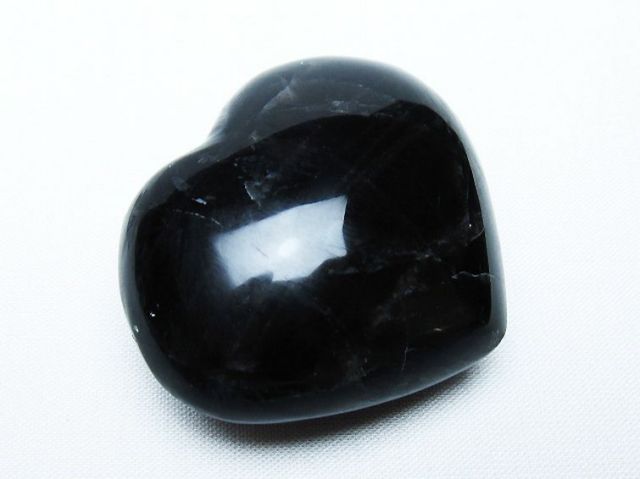 モリオン 純天然 黒水晶 ハート 置物[T375-5284]