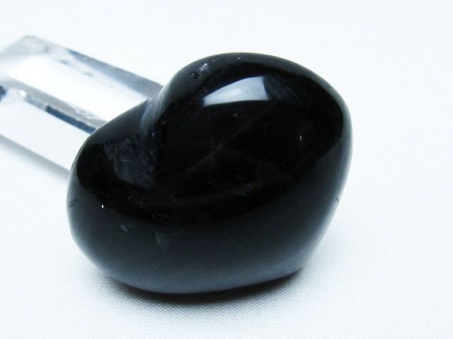 モリオン 純天然 黒水晶 ハート 置物[T375-5284]