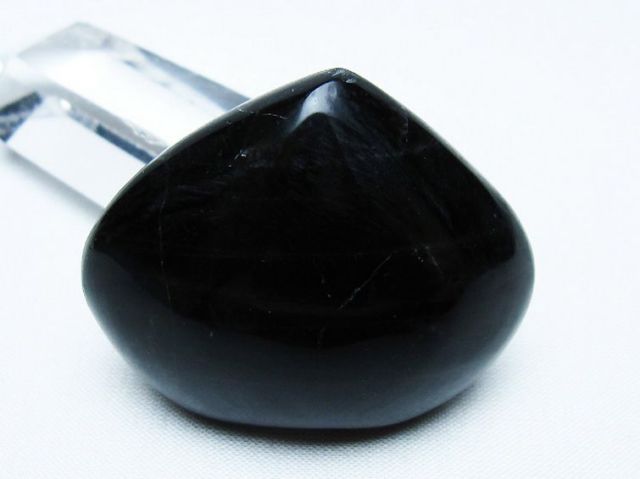 モリオン 純天然 黒水晶 ハート 置物[T375-5284]