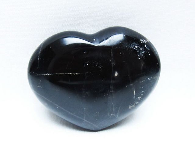 モリオン 純天然 黒水晶 ハート 置物[T375-5292]