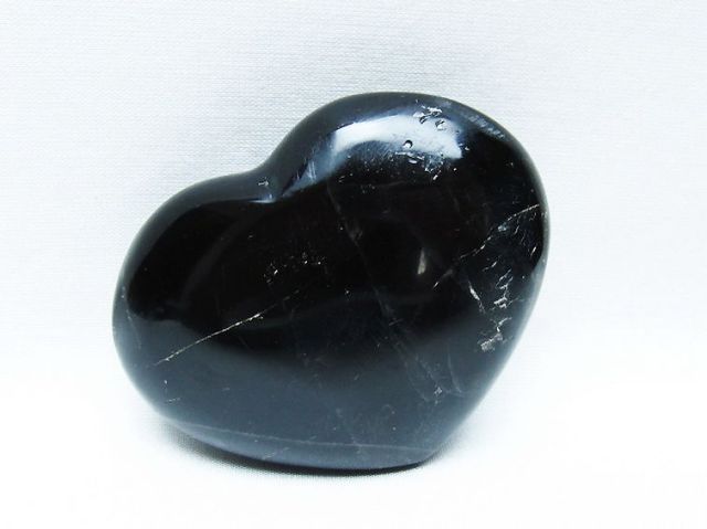 モリオン 純天然 黒水晶 ハート 置物[T375-5292]