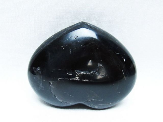 モリオン 純天然 黒水晶 ハート 置物[T375-5292]