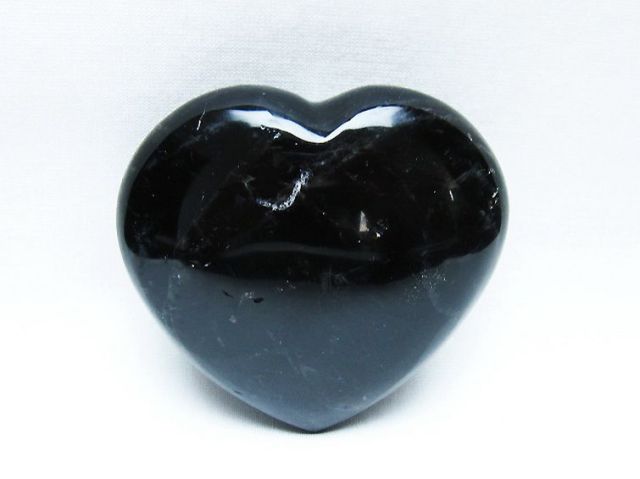 モリオン 純天然 黒水晶 ハート 置物 [t375-5295]