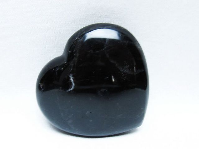 モリオン 純天然 黒水晶 ハート 置物 [t375-5295]