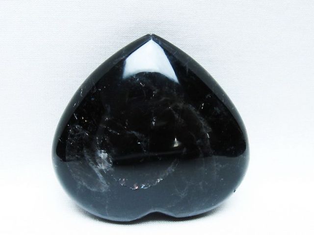 モリオン 純天然 黒水晶 ハート 置物 [t375-5295]