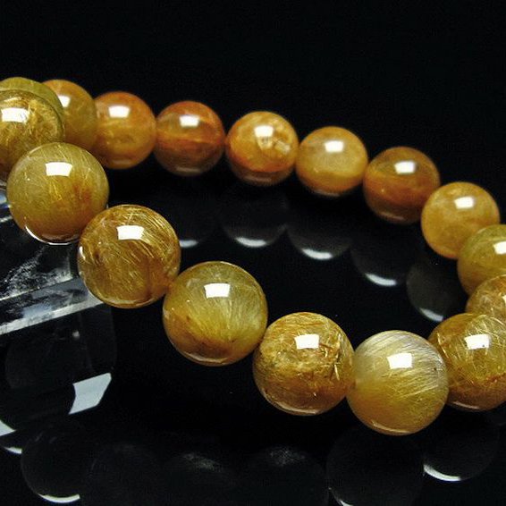 天然 ゴールドルチル クリスタル ブレスレット12mm