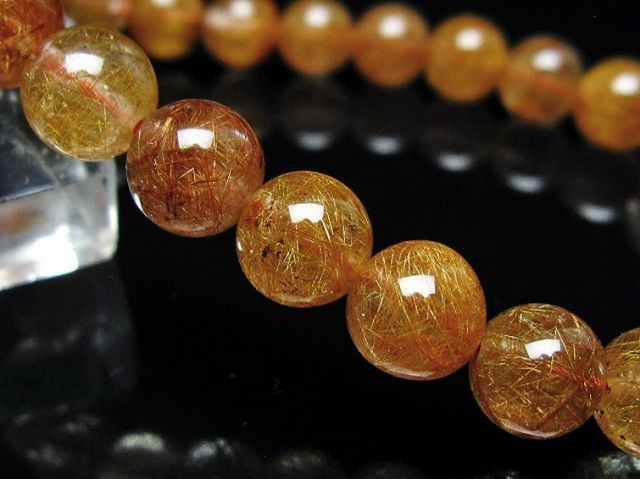 放射金針ルチル水晶ブレスレット 8mm [t38-1362]