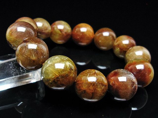 放射金針ルチル水晶ブレスレット 17mm [t38-1428]
