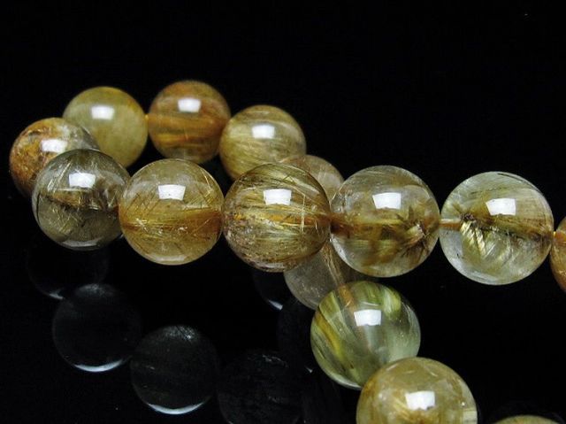 放射金針ルチル水晶ブレスレット 12mm [t38-1439]