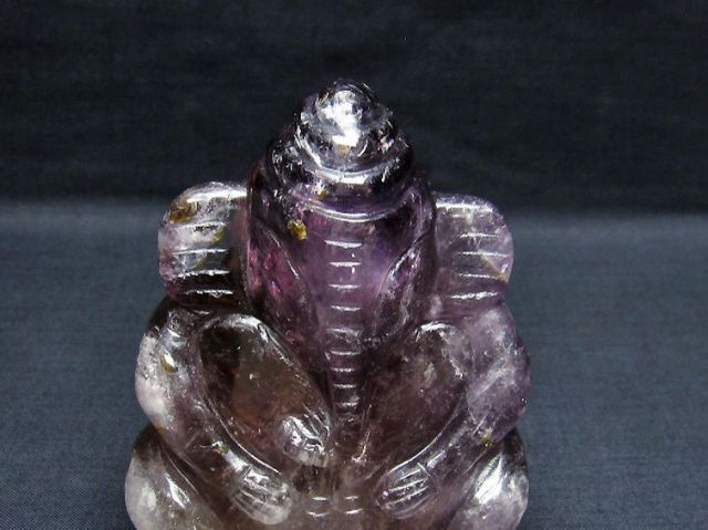 パワーストーン 天然石 アメジスト ガネーシャ 彫刻品 置物[T42-453]2枚目