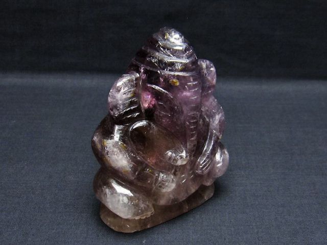 パワーストーン 天然石 アメジスト ガネーシャ 彫刻品 置物[T42-453]3枚目