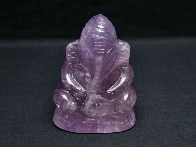 アメジスト ガネーシャ 彫刻品 置物[T42-455]
