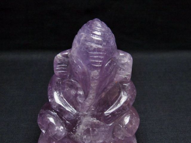 アメジスト ガネーシャ 彫刻品 置物[T42-455]