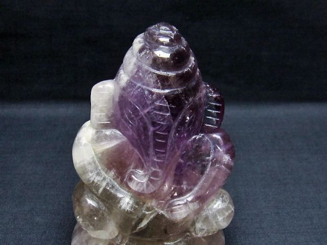 パワーストーン 天然石 アメジスト ガネーシャ 彫刻品 置物[T42-458]2枚目