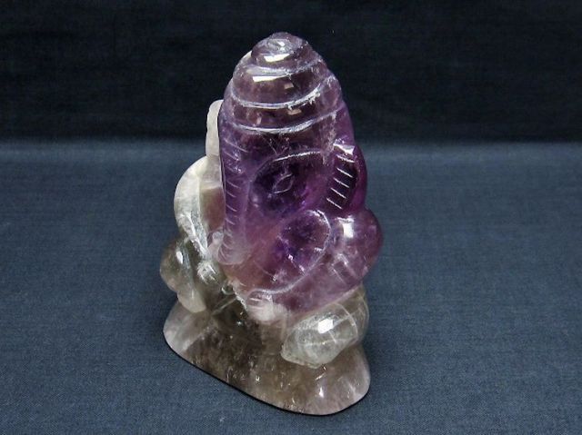 パワーストーン 天然石 アメジスト ガネーシャ 彫刻品 置物[T42-458]3枚目