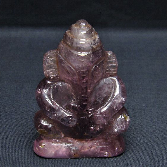 アメジスト ガネーシャ 彫刻品 置物[T42-487]
