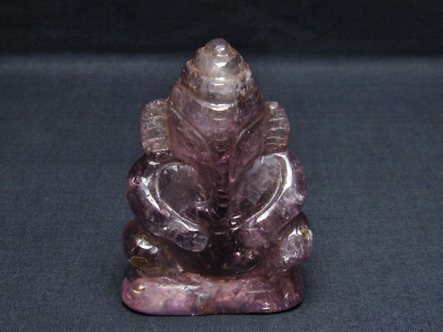 パワーストーン 天然石 アメジスト ガネーシャ 彫刻品 置物[T42-487]1枚目