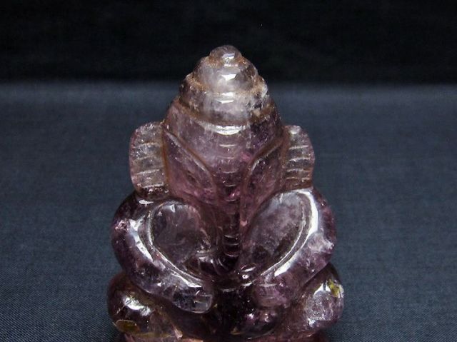 アメジスト ガネーシャ 彫刻品 置物[T42-487]
