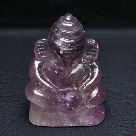 アメジスト ガネーシャ 彫刻品 置物[T42-501]