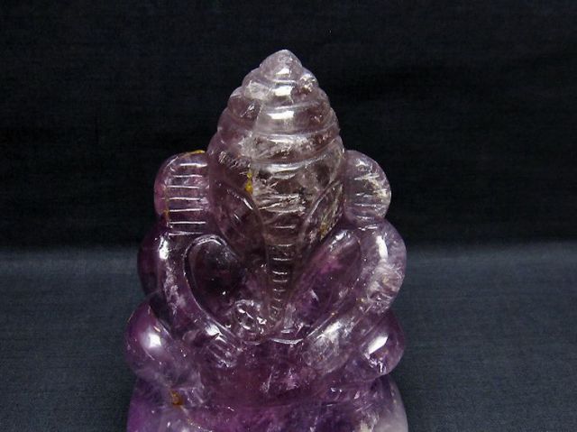 パワーストーン 天然石 アメジスト ガネーシャ 彫刻品 置物[T42-513]2枚目