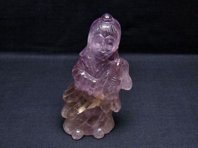 パワーストーン 天然石 アメジスト 観音置物[T42-575]