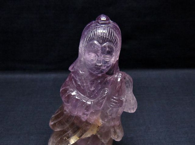 パワーストーン 天然石 アメジスト 観音置物[T42-575]