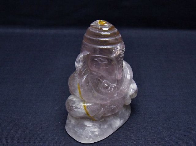 アメジスト彫刻 ガネーシャ像 アメジスト ガネーシャ 彫刻品 置物[T42-478]